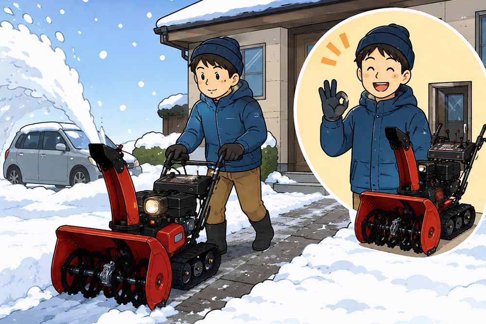 冬に除雪機を使用している様子